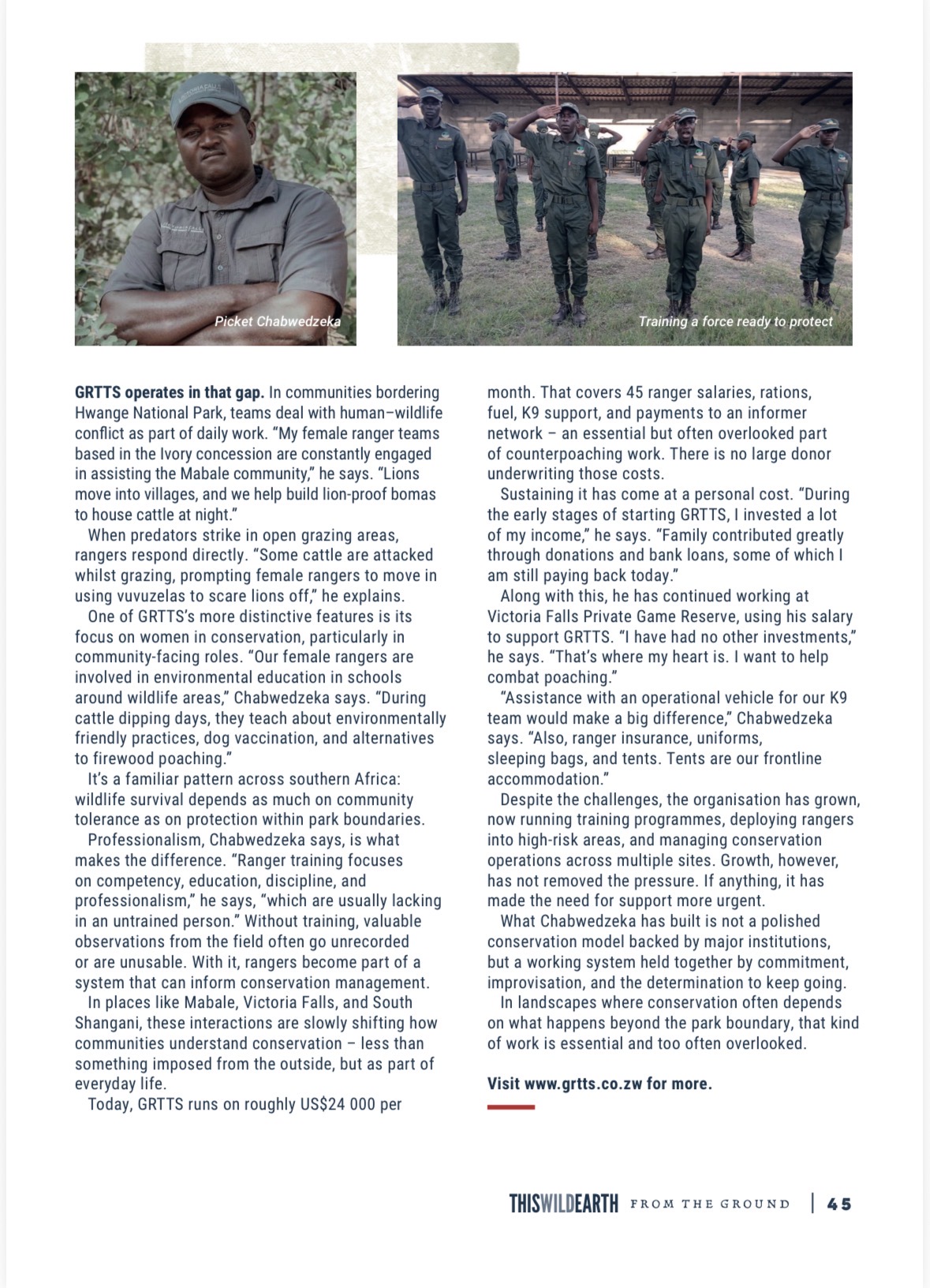 ThisWildEarth Blog Post, where GRTTS is not just about anti-poaching but rather passionate conservation.